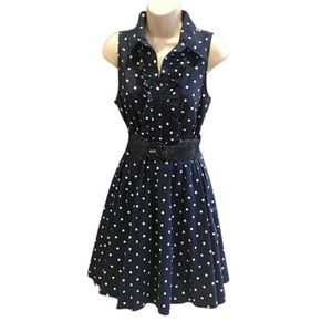 Blue and White polka dot crinoline circle skirt